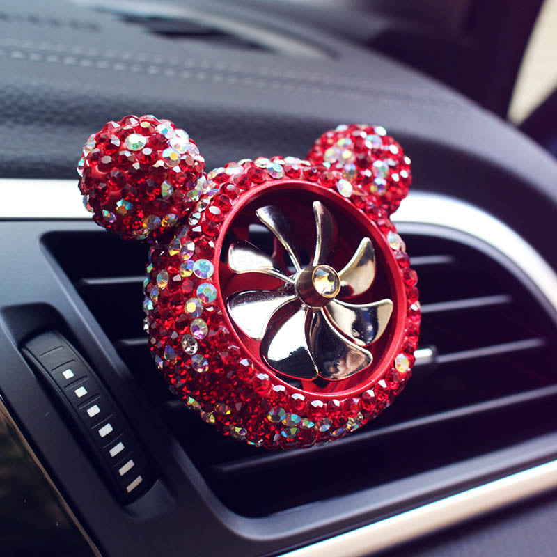 Women Red Rhinestone Car Interior Accessories