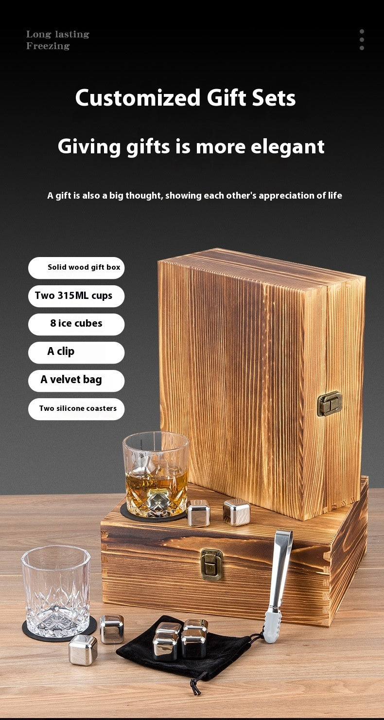 Professional Stainless Steel Wooden Box Ice Cube Suit