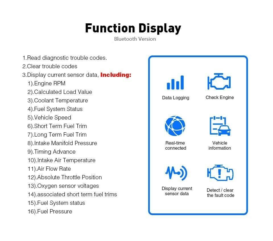 Bluetooth OBD2 Car Diagnostic Scanner Tool