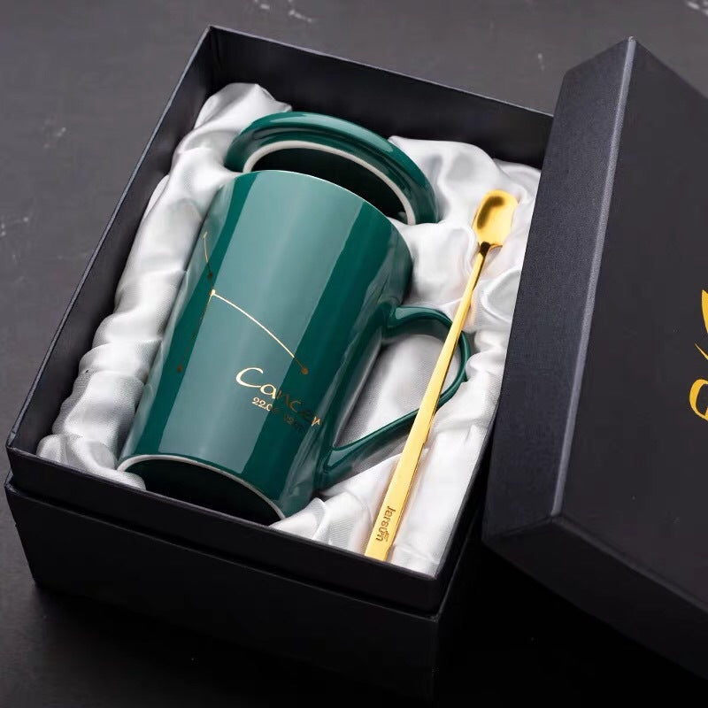 Dark green constellation ceramic mug gift set