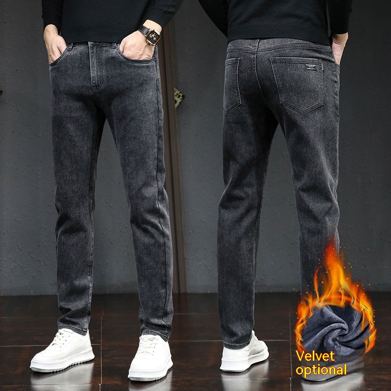 Men's winter jeans Autumn And Winter Fleece-lined Thick Jeans