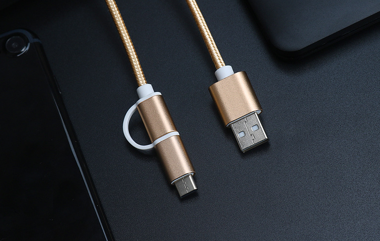 100cm Fast Charger Cable 2 IN 1 USB Type C Micro