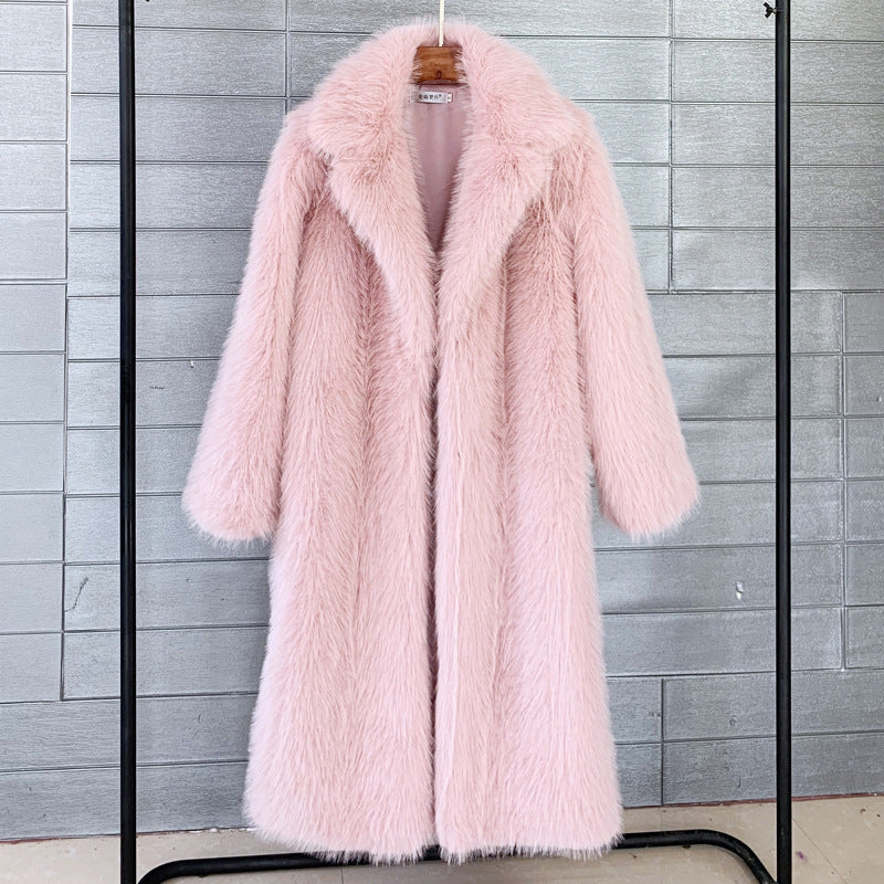 Women's Suit Collar Coat with Artificial Fur for Autumn/Winter