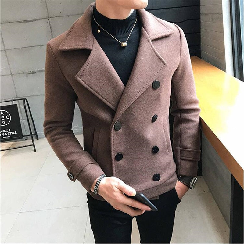 Men’s Casual woolen trench coat