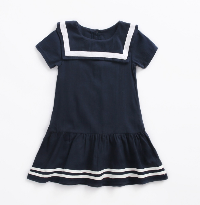 Girl summer dress Girl Uniform Short Sleeve Girl Dress Cotton Toddler Fashion Brand New