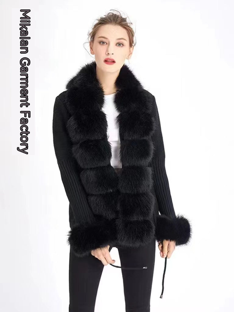 Woman’s cost Solid Color Placket Cuff Detachable Knitted Cardigan Women's Knitted Sweater coat