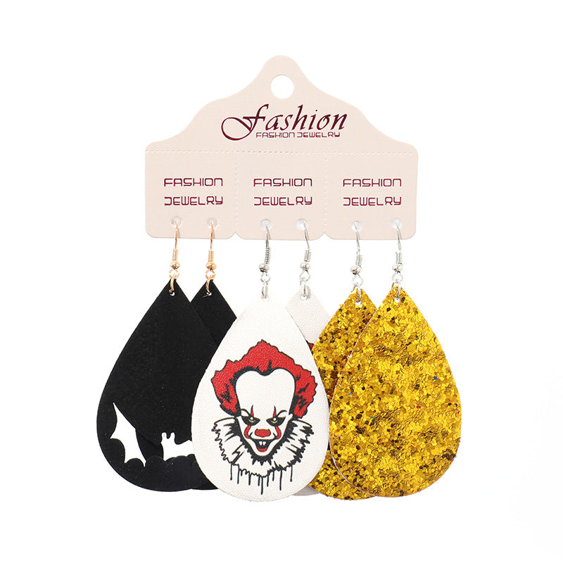 PU Leather Earrings Set Halloween Gift