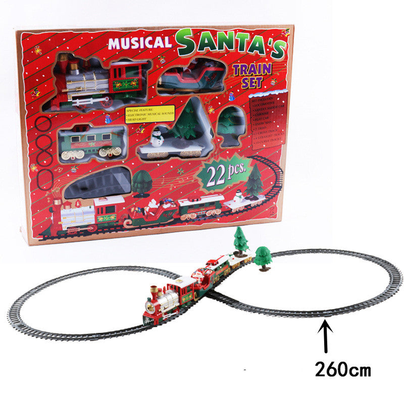 Cross-border Christmas Retro Electric Rail Car Locomotive Toy Children's Electric Early Education Music Train Toy