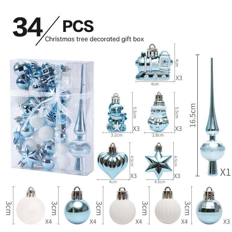 Christmas ornaments 34PCS painted Christmas ball set gift bag mini 