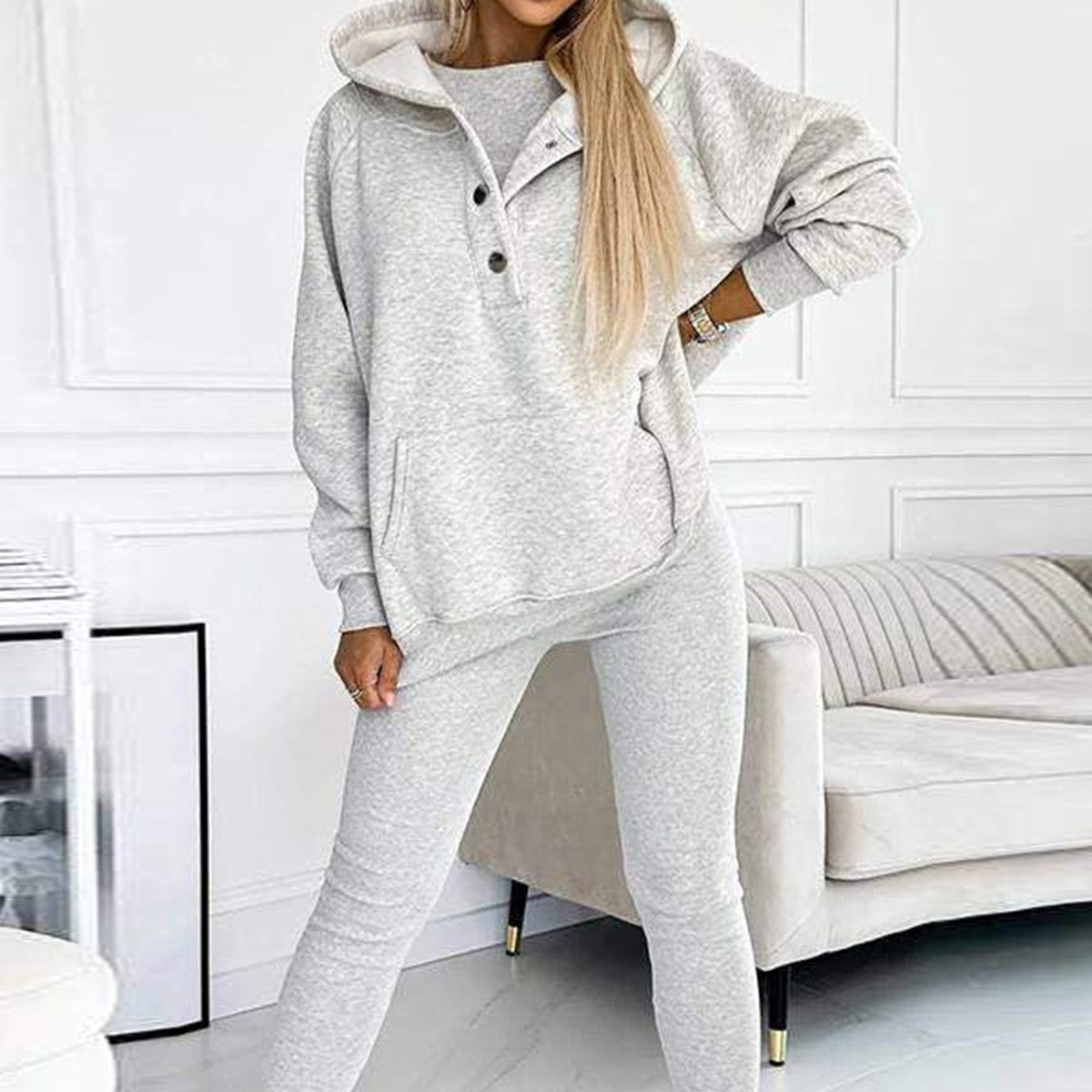 3pcs Women's Sports Suit with Hood