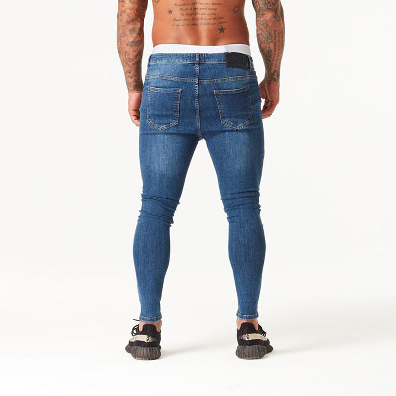 Over the Knee Men jeans Super Skinny Hip Hop Slim Jeans