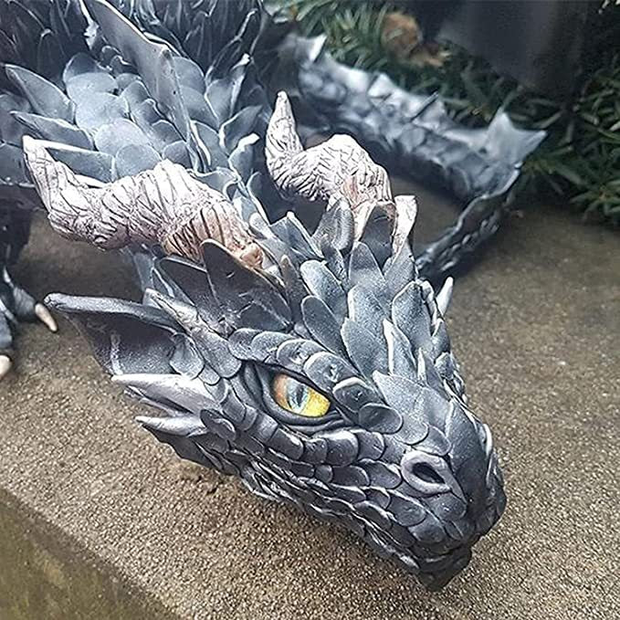 Garden Statue Big Squatting Dragon Sculpture Dragon Guardian Resin Garden Dragon Statues Outdoor Crafts Ornaments