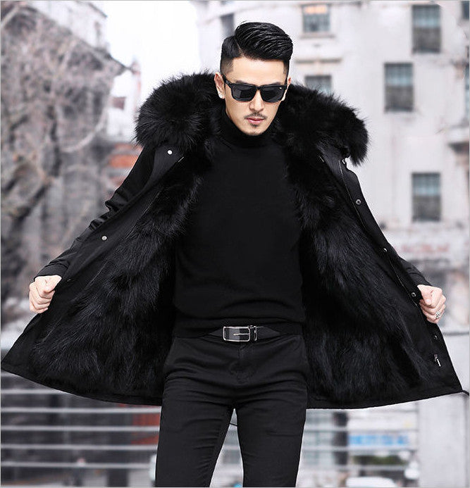 Men’s coat Fur Coat Faux Mink Velvet Medium Length Fur Coat