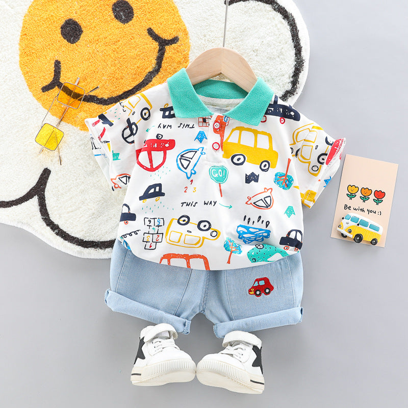 Boys Car Pattern set Two-piece Summer Casual Clothes Baby boy