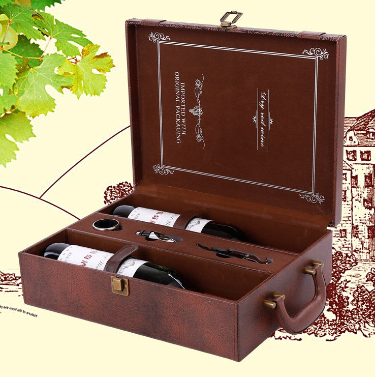 Wine box handmade in leather