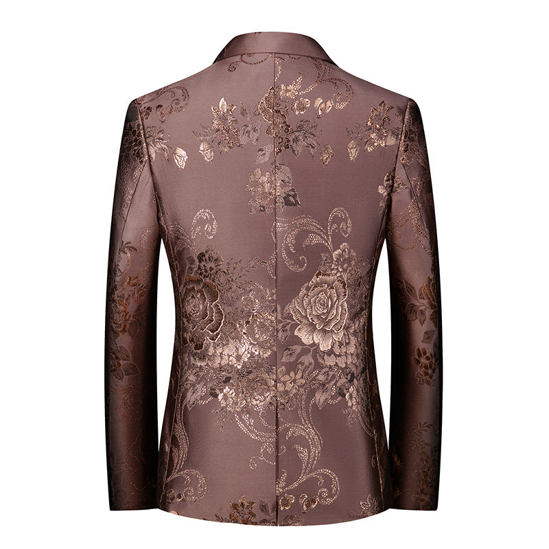 Men's Floral Suit jacket Casual Small Suit Gilding Printed Coat for Men