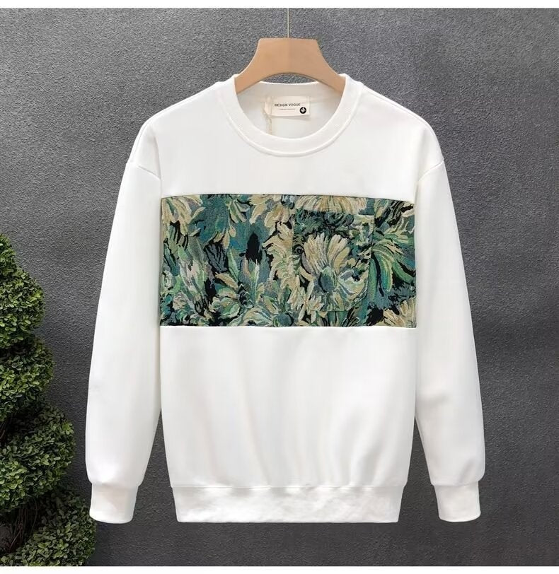 Men’s fleece sweatshirt Fashion Brand Crew Neck Pullover Sweatshirt Men