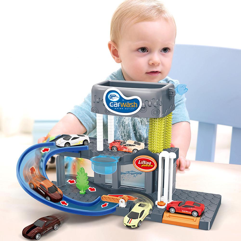 Children's Acousto-optic Simulation Car Washing Yard Car Track Model Electric Toy