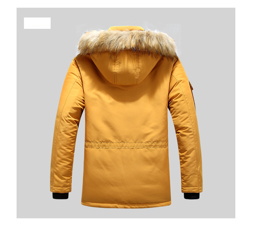 Cotton padded jacket with medium and long woolen collar