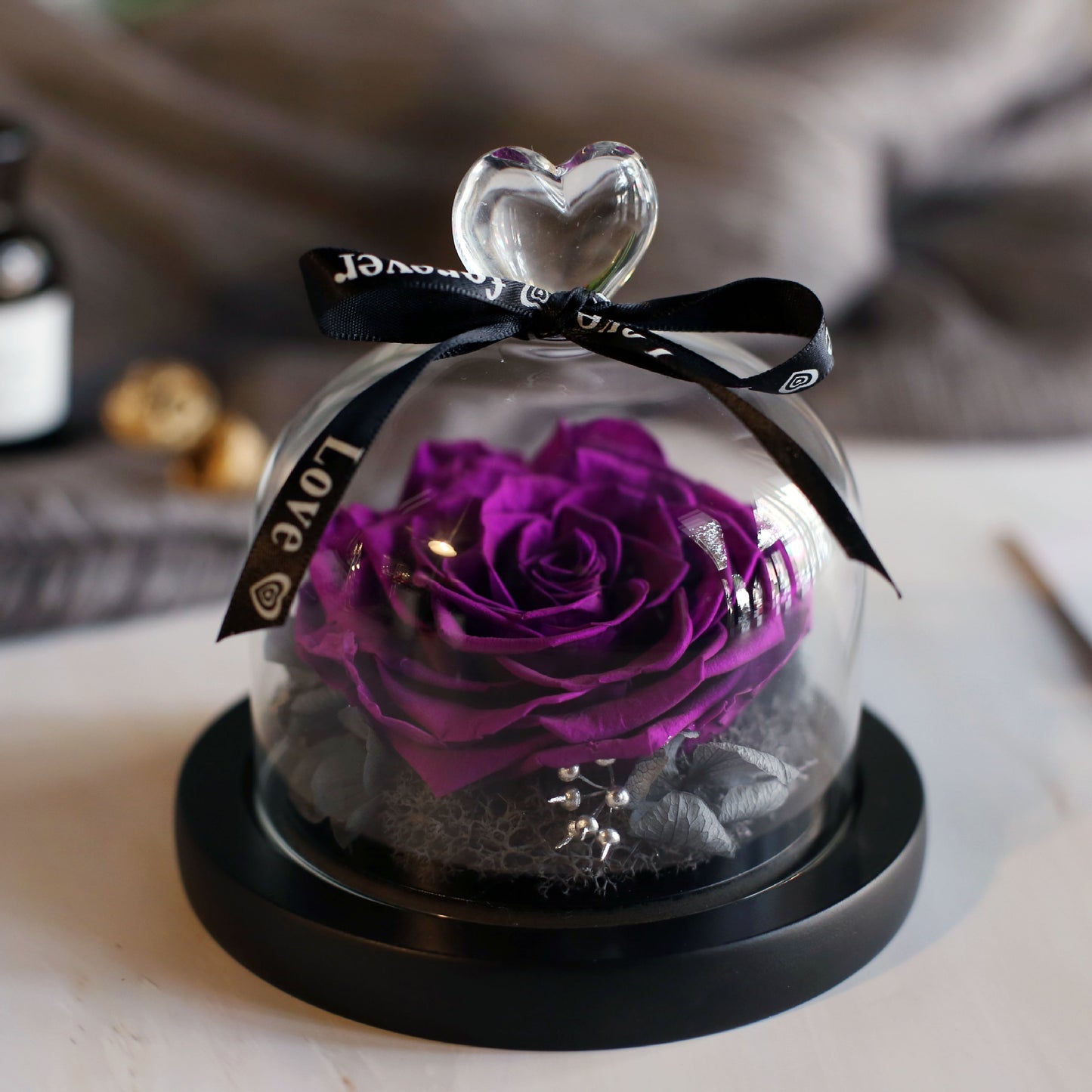 Valentine's Day immortal flower in glass cover