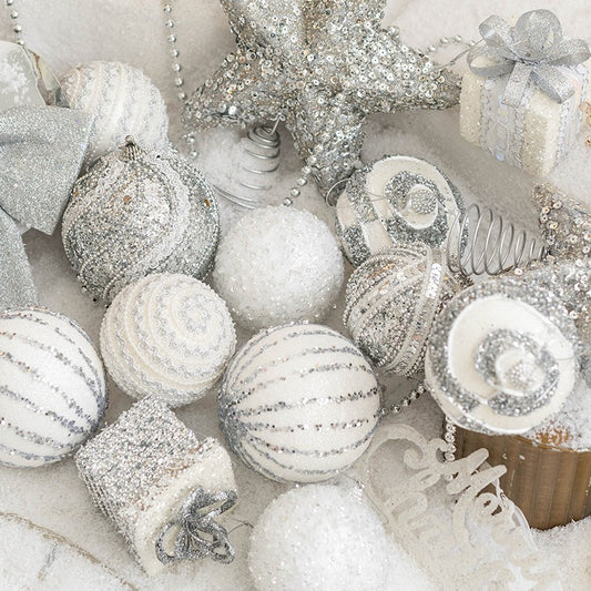 Scene Layout Of Christmas Tree Decorated With Colored Balls In Window