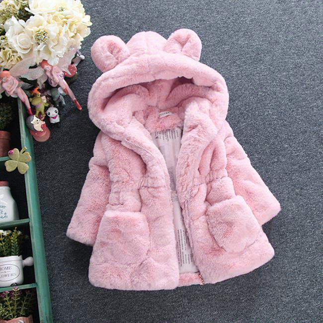 Girl fur coat for autumn and winter