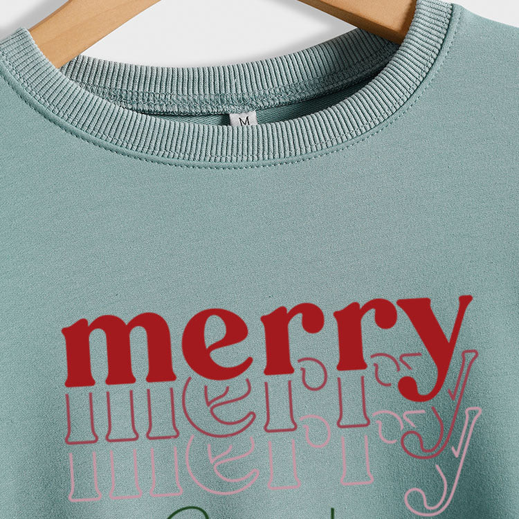 Letter Round Neck Christmas Loose Long Sleeve Sweater Girl