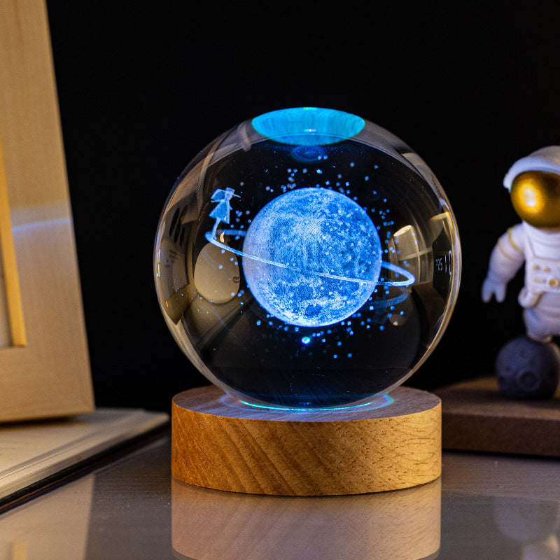 Milky Way Solar System Rain Cloud Astronaut Glowing Crystal Ball Night Light