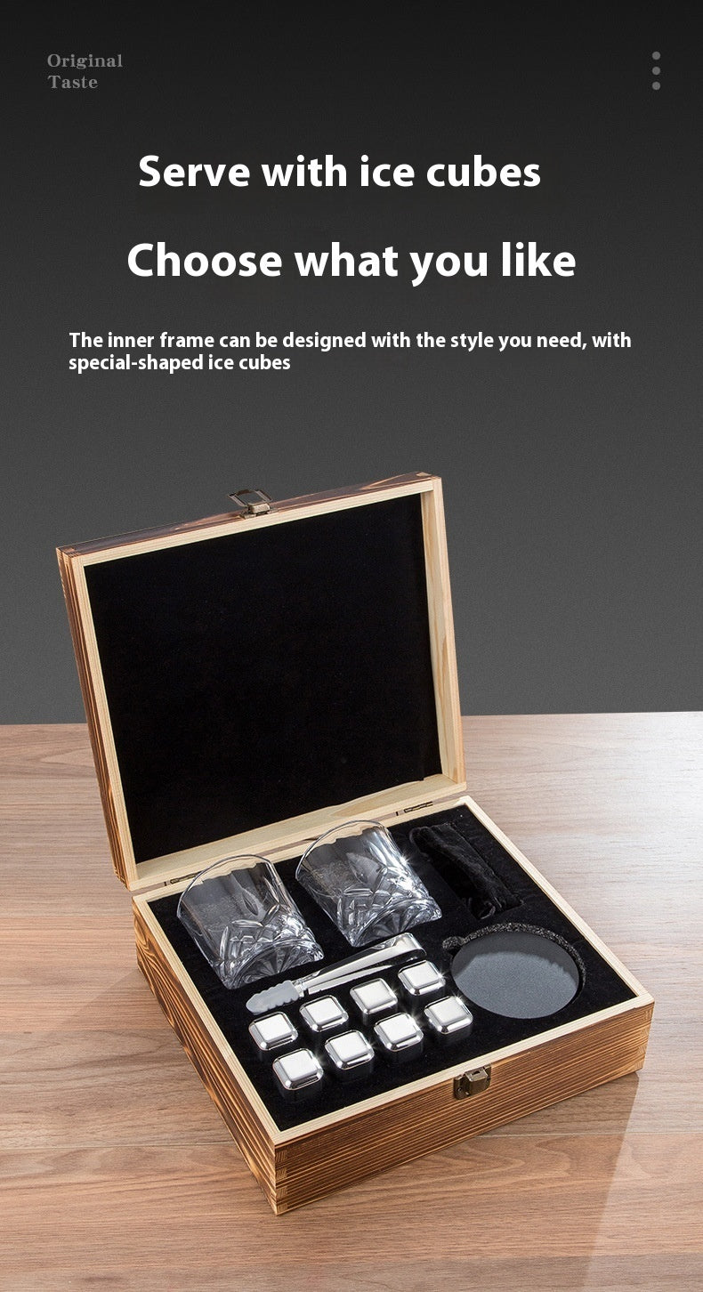 Professional Stainless Steel Wooden Box Ice Cube Suit