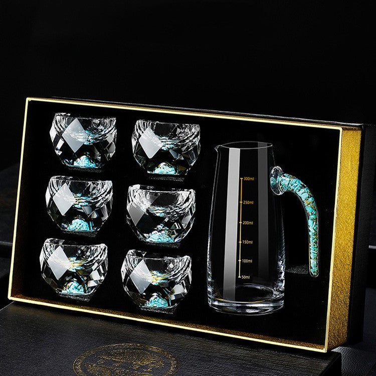 Household Wineglass Set Asterism Turquoise Star Diamond Wine Glass Simple Gift Box