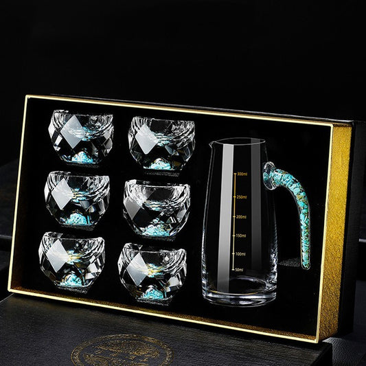 Household Wineglass Set Asterism Turquoise Star Diamond Wine Glass Simple Gift Box