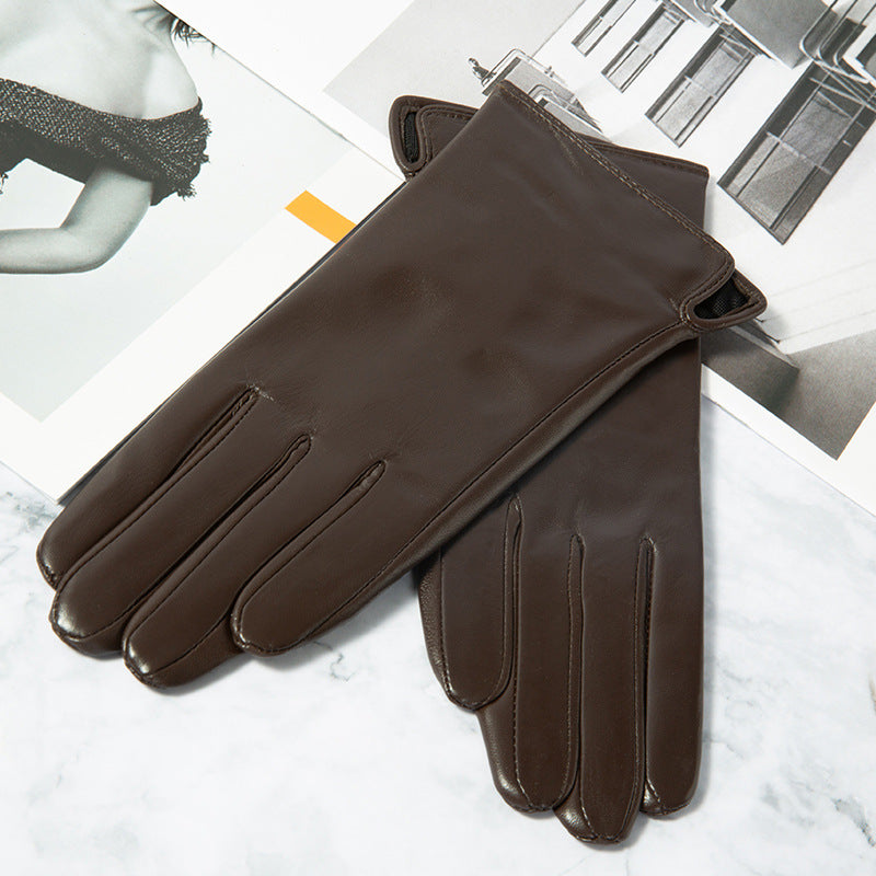 Touch Screen Gloves With Plush And Thick Leather Lining