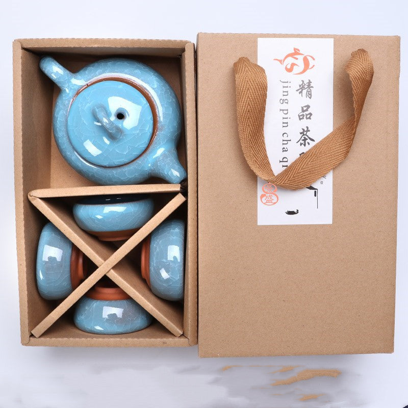 Printed Ceramic 5-head Ice Cracked Tea Set Gift