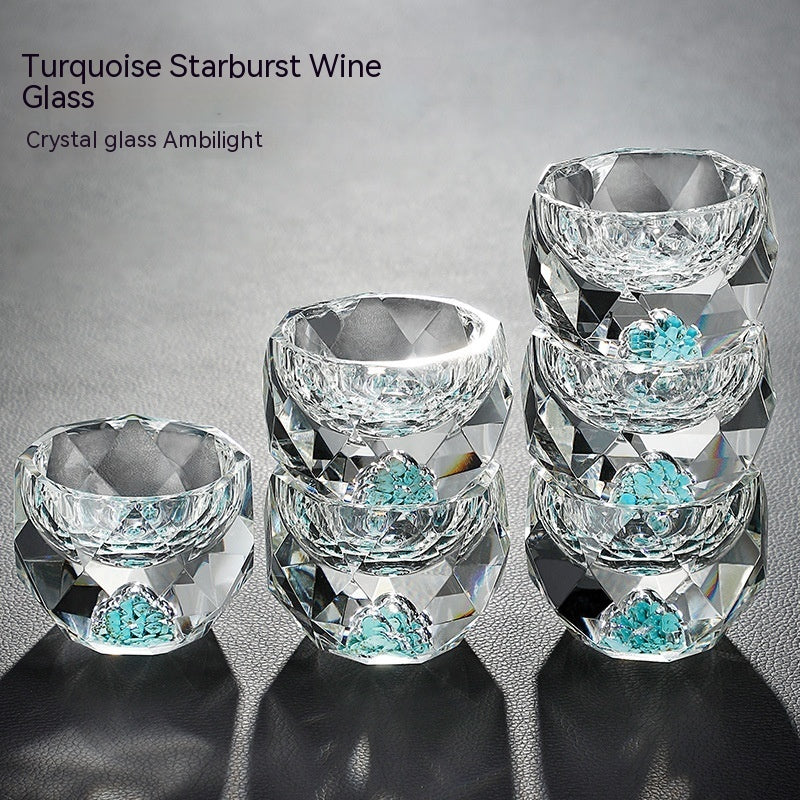 Household Wineglass Set Asterism Turquoise Star Diamond Wine Glass Simple Gift Box