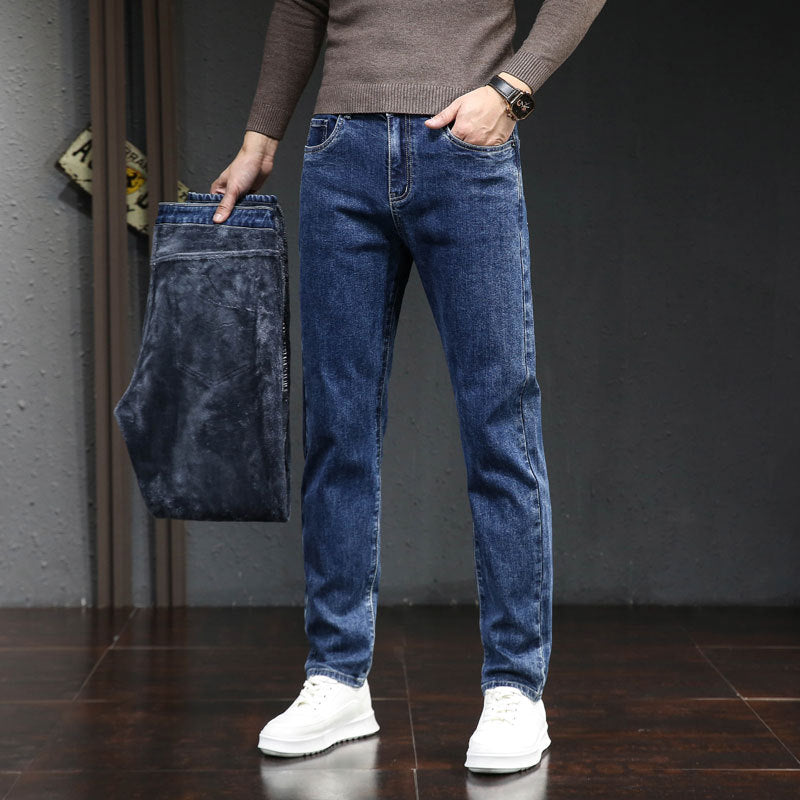 Men's winter jeans Autumn And Winter Fleece-lined Thick Jeans