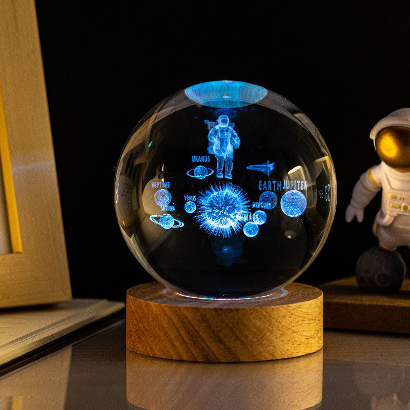 Milky Way Solar System Rain Cloud Astronaut Glowing Crystal Ball Night Light