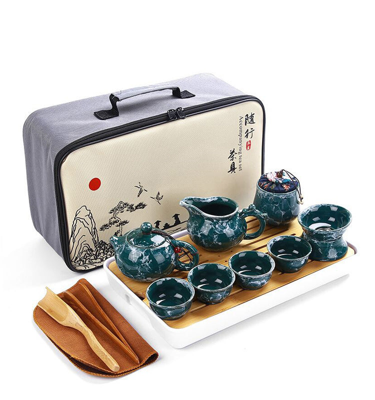 Marbled Ceramic Travel Tea Set Gift Gift Event Complete Set Of Kung Fu Tea Set