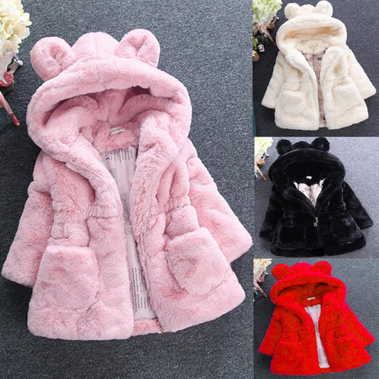 Girl fur coat for autumn and winter