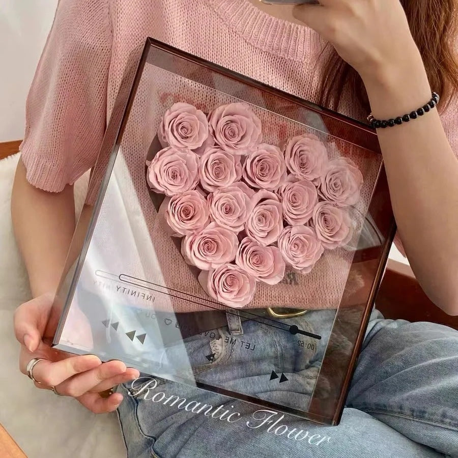 Transparent Acrylic Flower Box Eternal Flower Love CD Valentine's Day Gift