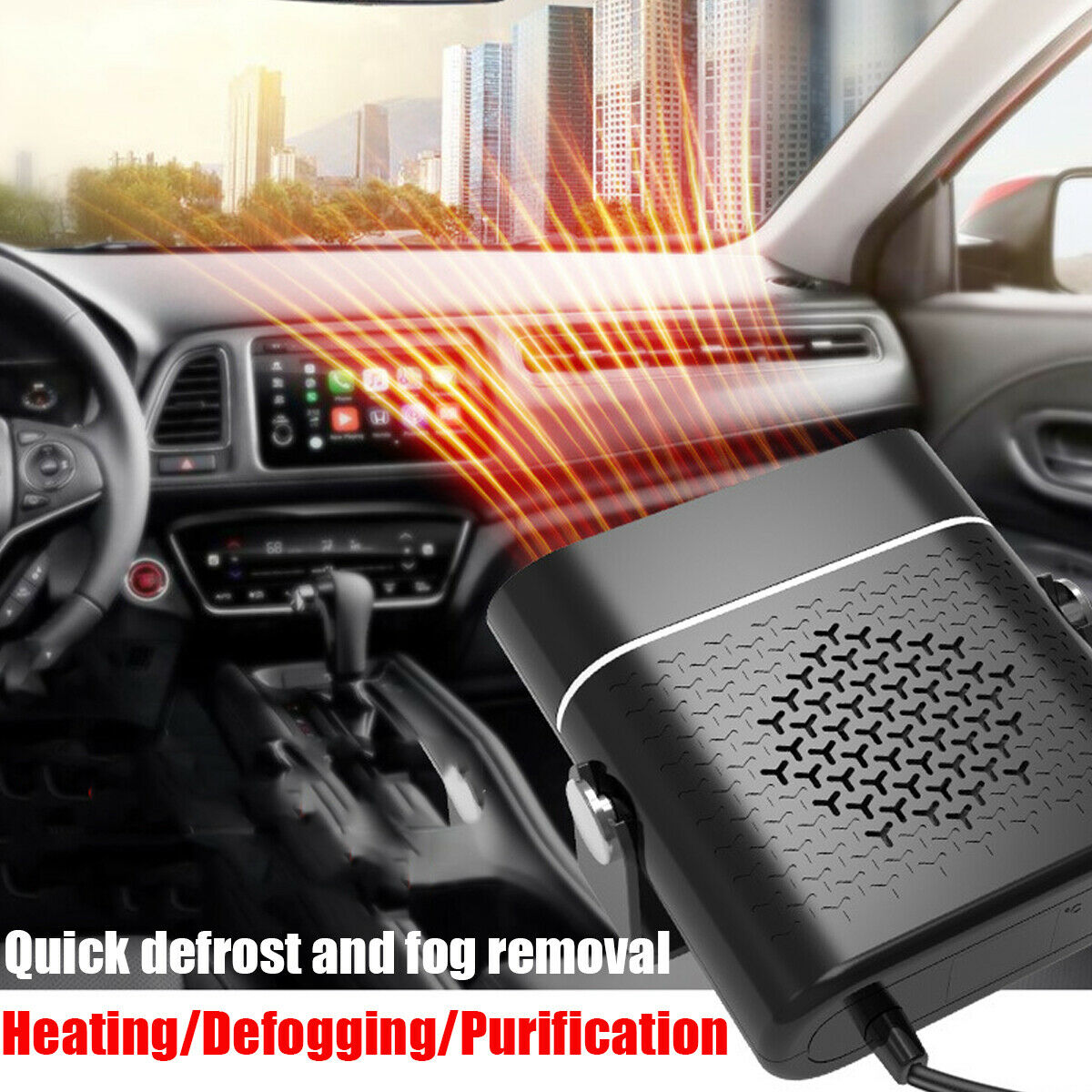 3-in-1 Car Heater Defogger: Mini Plug-In