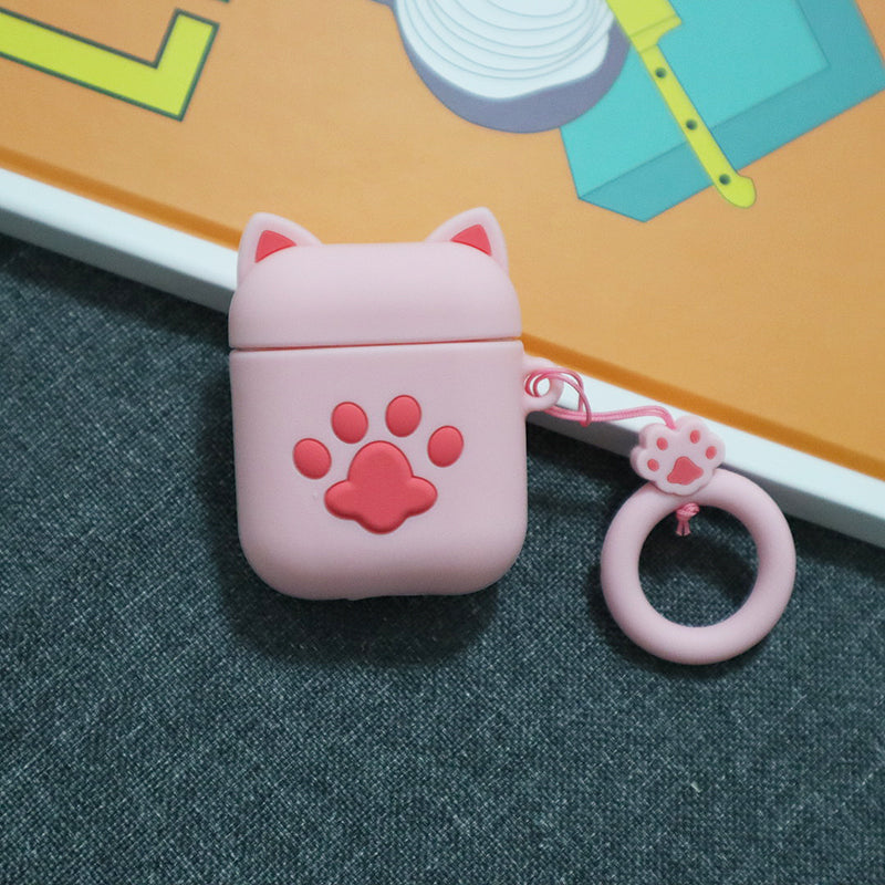 Stereo Cartoon Cat Paw Footprint Earphone Protective Cover