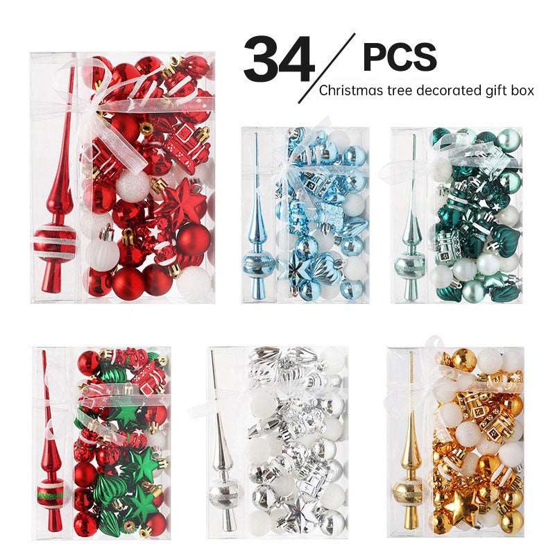 Christmas ornaments 34PCS painted Christmas ball set gift bag mini 