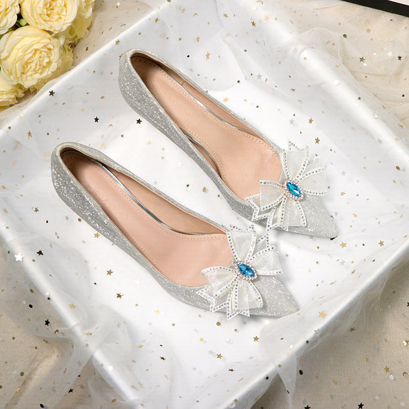 French Wedding Shoes Hexiu Wedding Dress In Silver