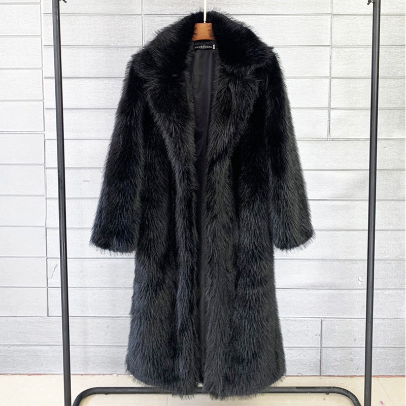 Women's Suit Collar Coat with Artificial Fur for Autumn/Winter