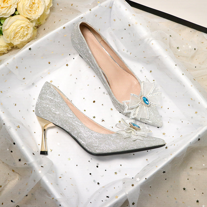 French Wedding Shoes Hexiu Wedding Dress In Silver