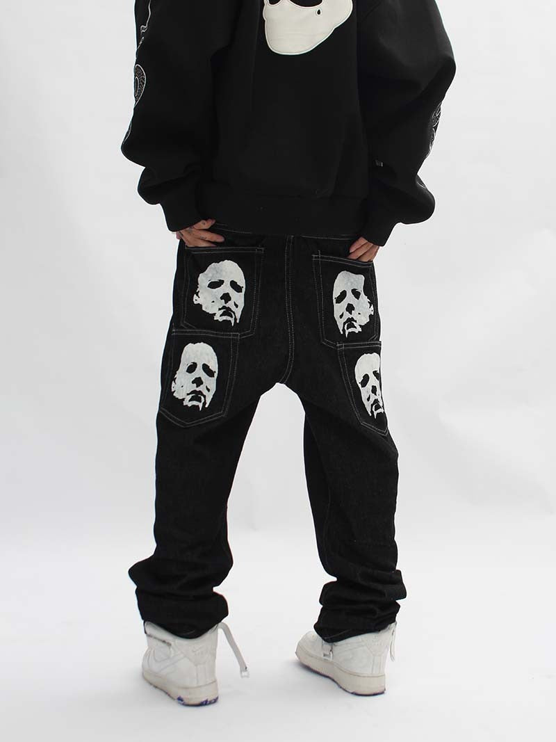 Occidental High Street Vibe Skull Head Printed Jeans