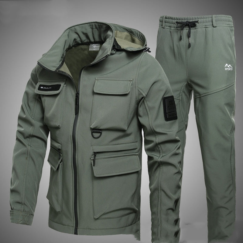 Men’s Fleece-lined Work Clothes Suit Men's Waterproof Labor Protection Clothing Warm Camouflage Clothing