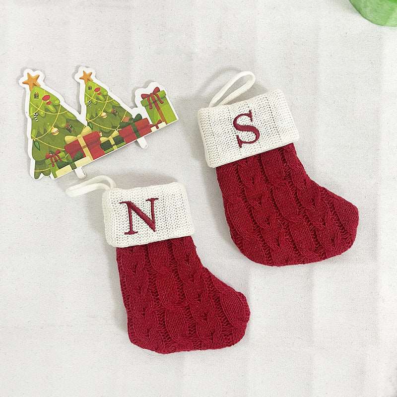 Christmas Decorations Pendant Christmas Socks Letter Knitting