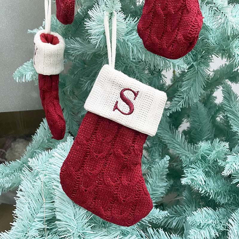 Christmas Decorations Pendant Christmas Socks Letter Knitting