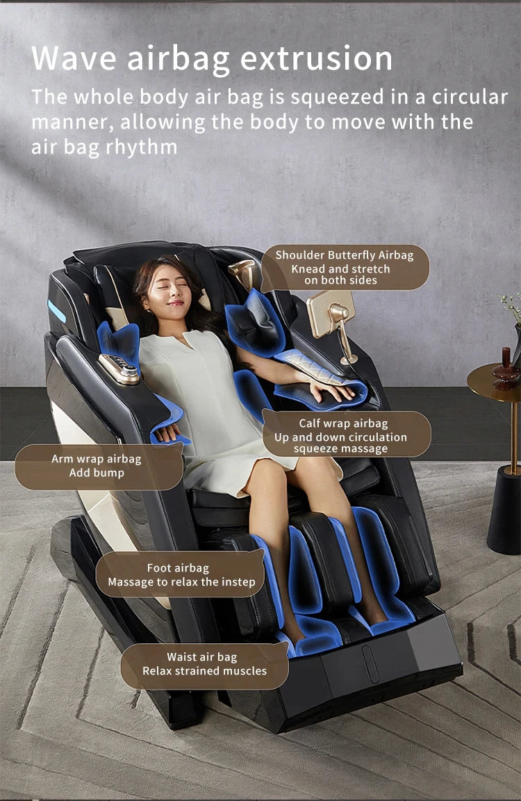 4D SL-Track Zero Gravity full body AirBag Massager Chairs Home 3D Office Chair Luxury Electric Massage Sofa